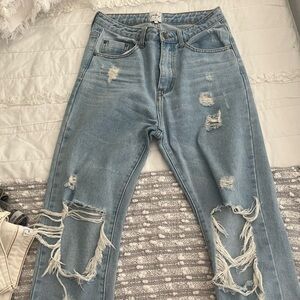 Blue distressed Princess Polly jeans, size 0. Barely worn! Size 2